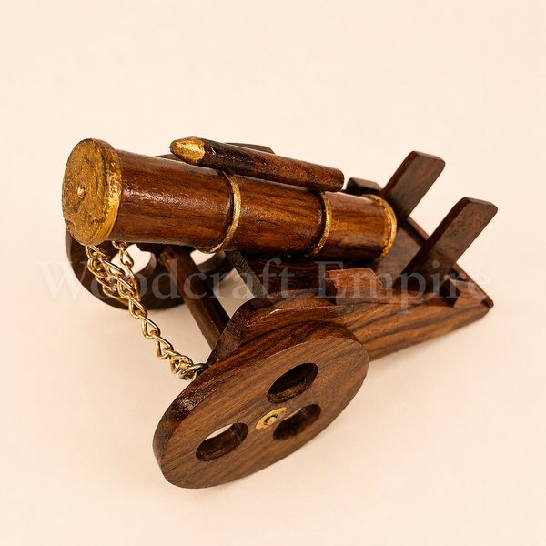 Vintage-Style Wooden Miniature Cannon Model
