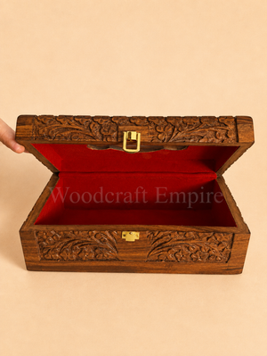 Hand-Carved Floral Wooden Tissue Box Holder