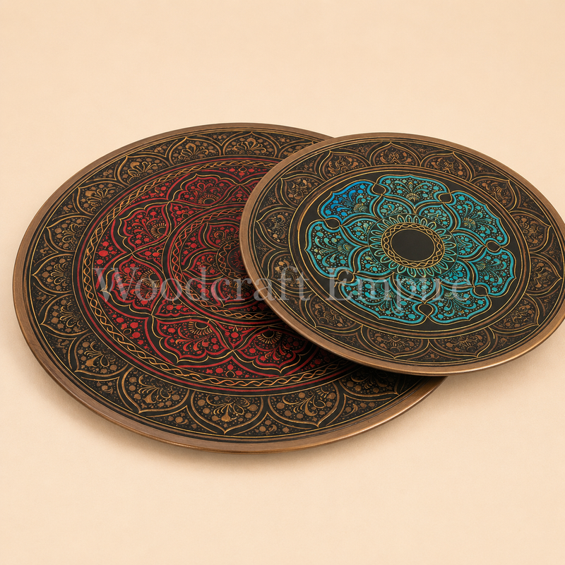 Antique Bronze Mandala Decorative Plate Set