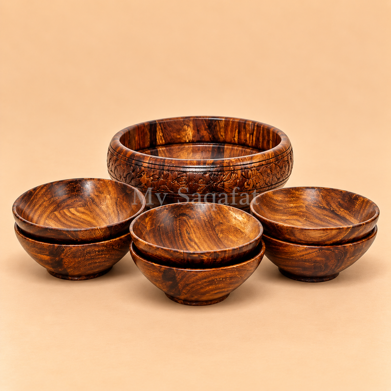 Wooden Crafted Polished Bowl Set