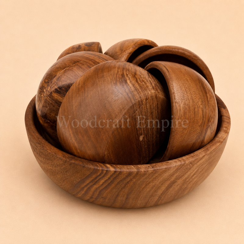 Spiral Nesting Handcrafted Wooden Bowls Set