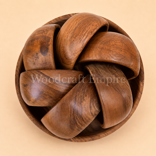 Spiral Nesting Handcrafted Wooden Bowls Set