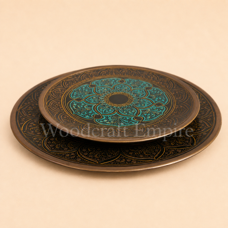 Antique Bronze Mandala Decorative Plate Set