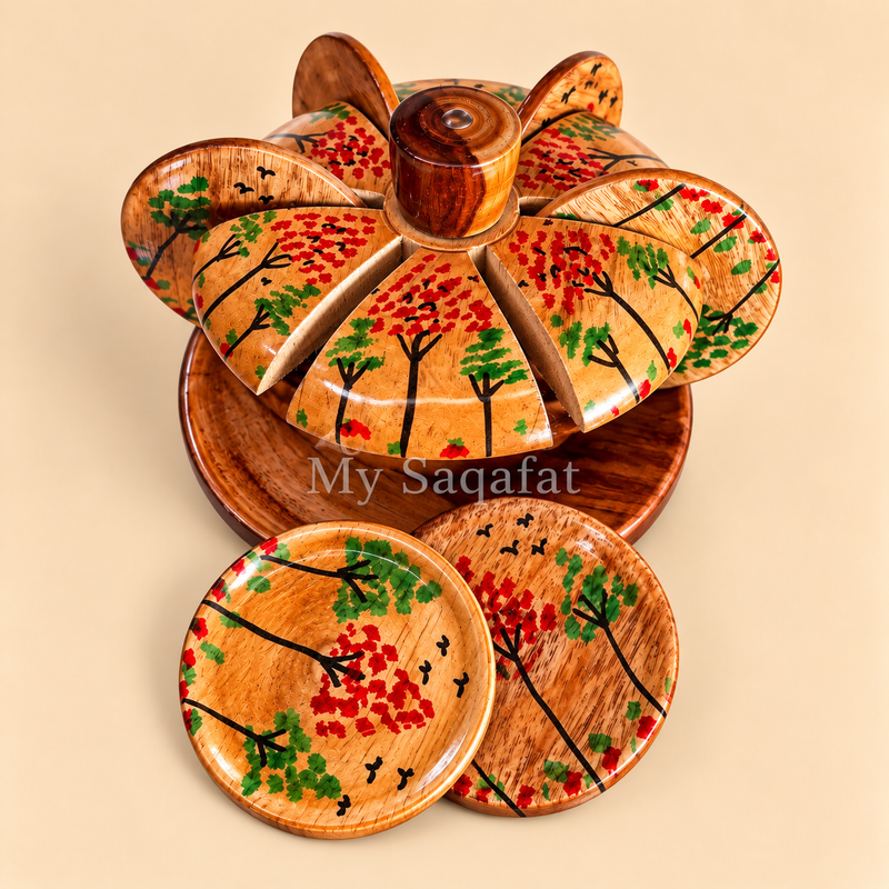 Wooden Coaster Set with Holder